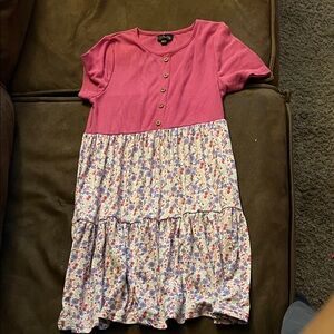 Adorable Pink and Floral Kids Casual Dress